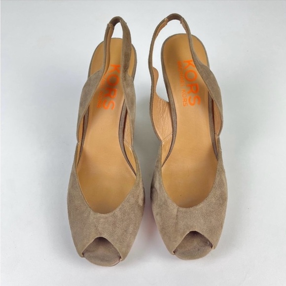 KORS MICHAEL KORS Vivian Peeptoe Suede Wedges Rockabilly Retro Pinup Twee Y2K - Picture 3 of 11